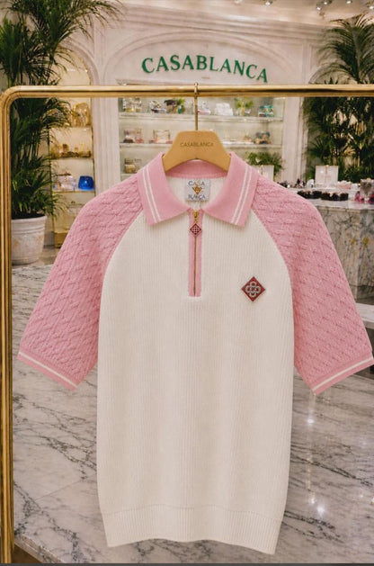Camiseta Polo Casablanca Blanco Rosa