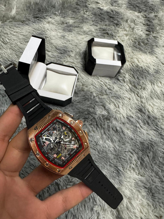 Richard Mille Cronógrafo Oro Rosa Bisel Rojo