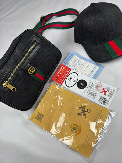 Pack Bolso Cruzado + Gorra  Negro